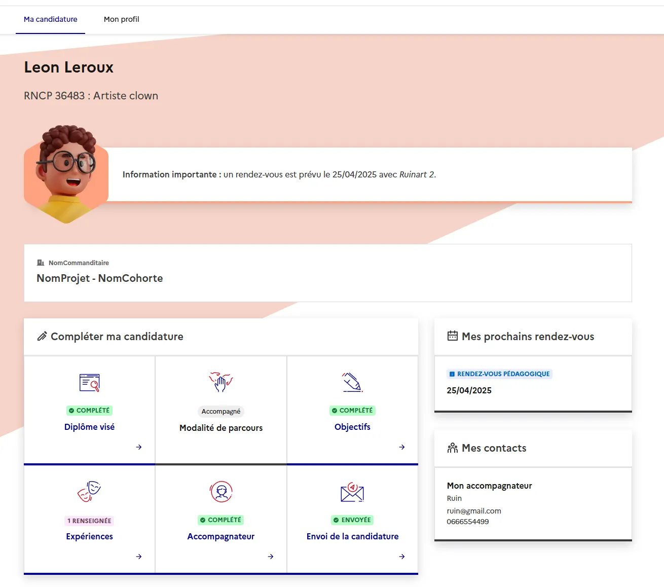 Candidate Dashboard Interface - Under Test